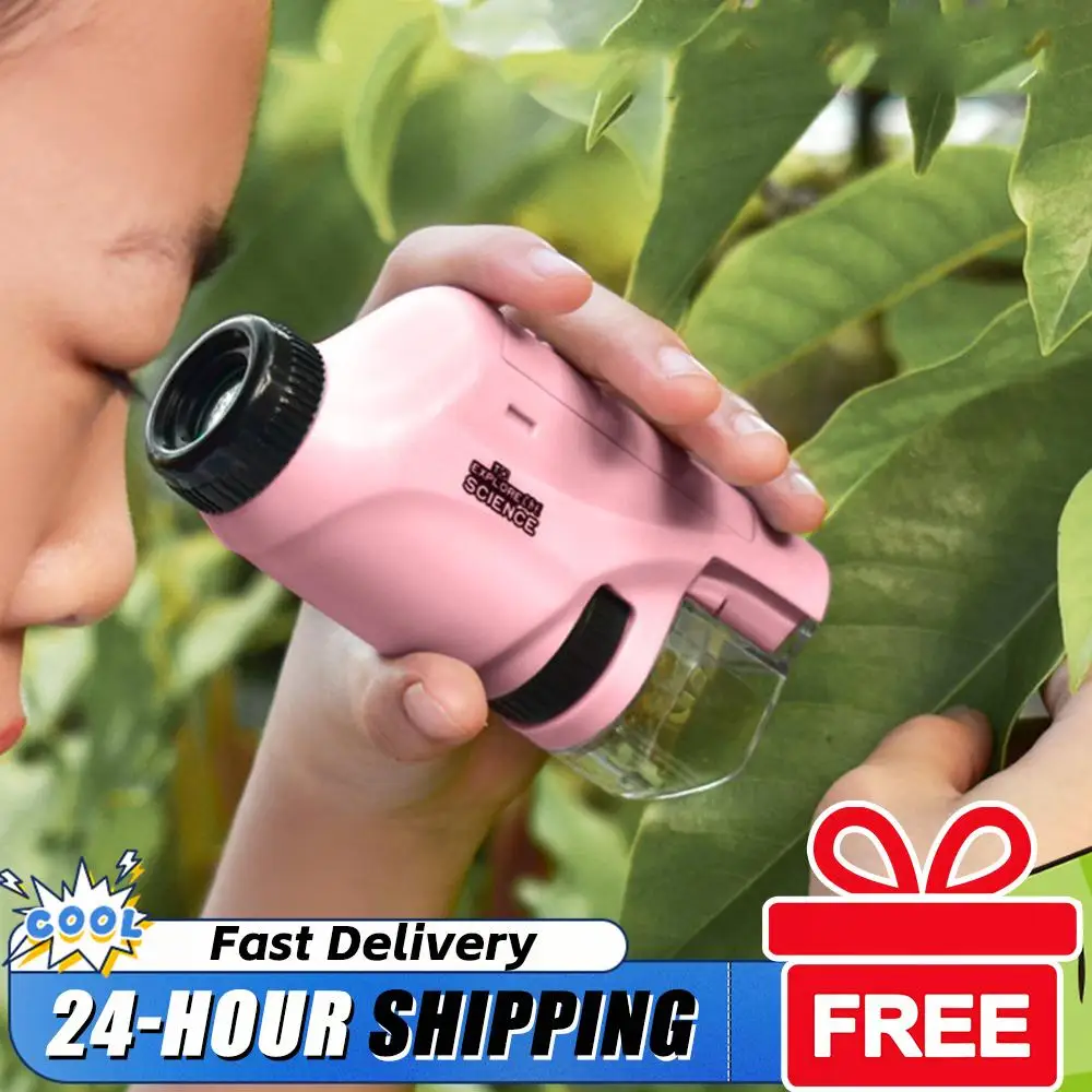 ハンドヘルドポケット顕微鏡 60-120X 電気顕微鏡 教育科学顕微鏡 電池式 観察学習用