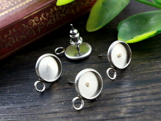(Nigdy nie znikną) 6mm 8mm i 10mm 20 sztuk/partia kolczyki ze stali nierdzewnej, kolczyki puste/Base,Fit 8mm i 10mm szklane kaboszony — zdjęcie 6