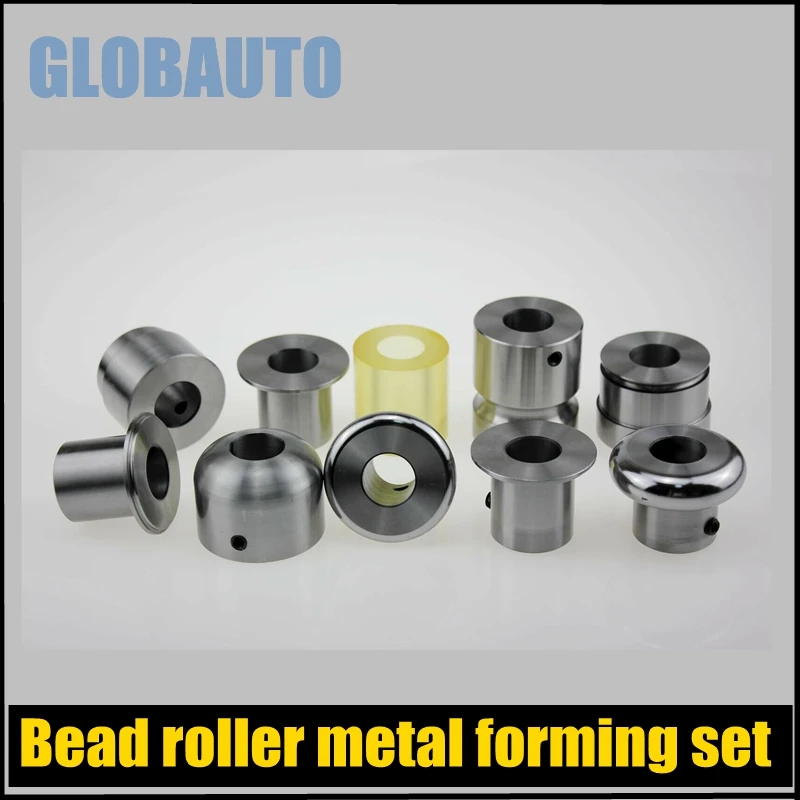 GLOBAUTO Bead Roller Metal Forming Set  DIES Set With 9 Steel Dies&1 Polyurethane Lower Wheel Fits Most 22mm Shafts