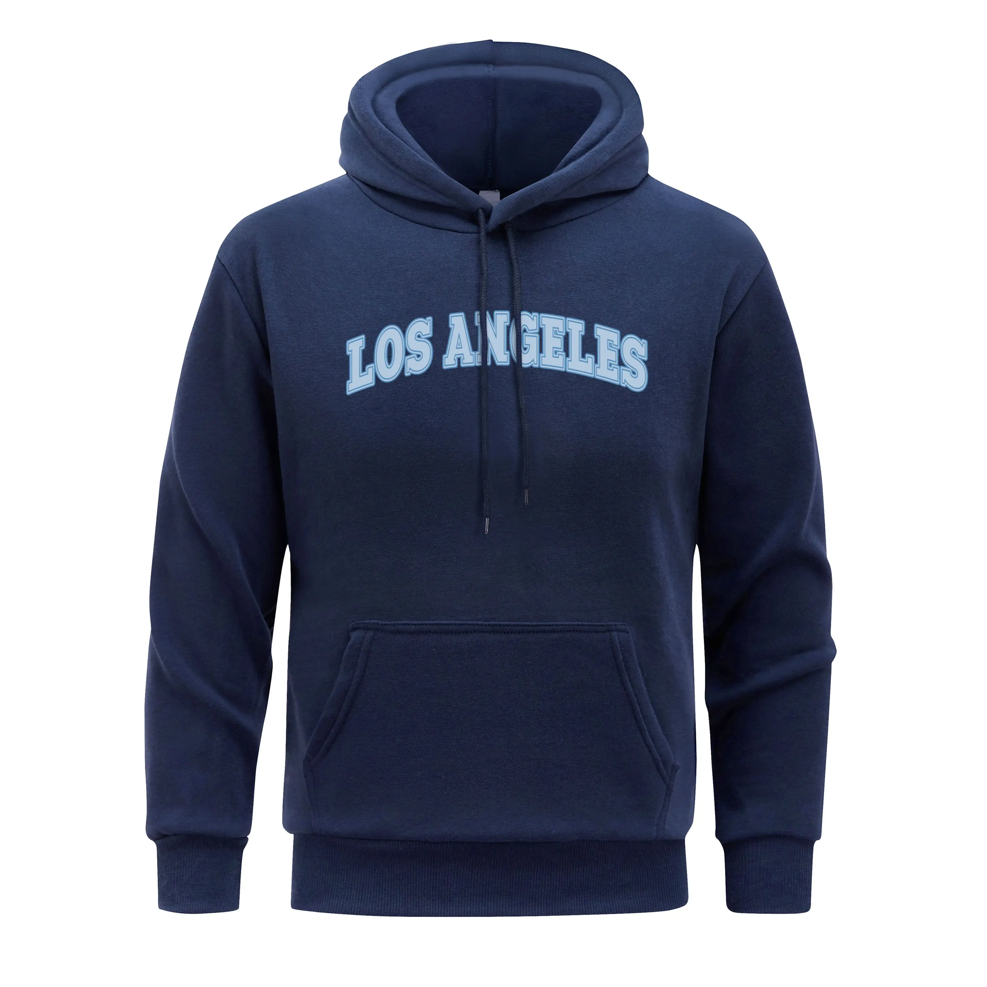 Los Angeles City Of Angels Men Hoodies Blue Letter Hoody Fleece fur-liner Hooded Man Soft Casual Spring Autumn Clothing