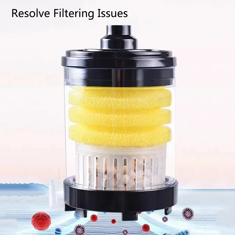 Mini Fish Tank Filter Water Fairy Suction Toilet Fully Automatic Biochemical Sponge Oxygen Filtration Pump Aquarium Accessories