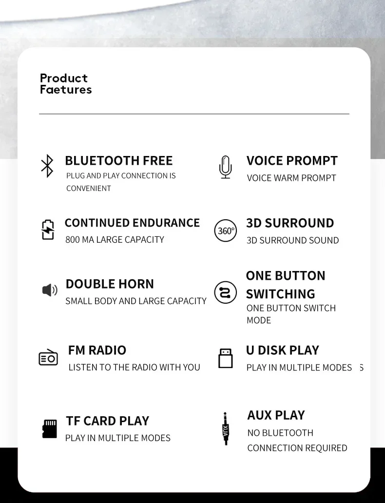 Alto-falante Bluetooth sem fio portátil, Subwoofer impermeável ao ar livre, Efeito sonoro surround estéreo, Novo, 2023