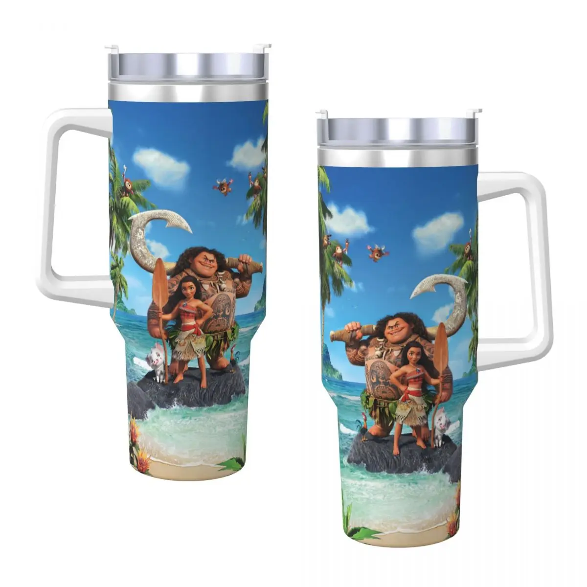 Movie Moana Maui Friendship  Stainless Steel Tumbler Beach Car Mugs 40oz Coffee Mug Portable Cold and Hot Milk Tea Water Bottle