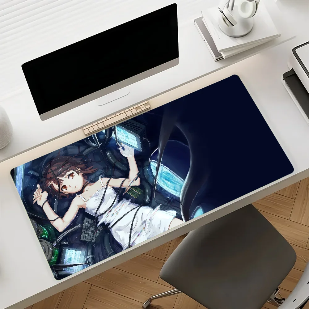 Anime Serial E-Experiments L-lain Mouse Pad Anti Slip Rubber Edge Locked Thickened Laptop Gaming Desk Mat