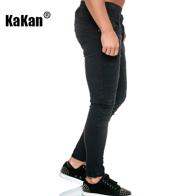 Kakan - Ripped Slimming Motorcycle Men's Jeans, Popular In Europe and America, New  Tights, Black Jeans K016-1977