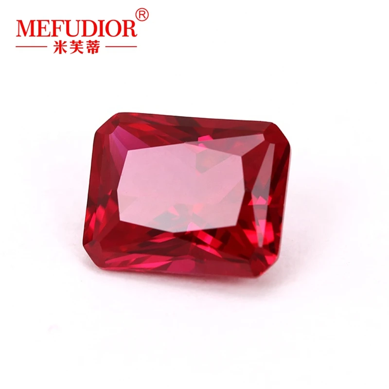 

8A Natural Ruby Faceted Octagon Princess Cut Lab Grown Gems 4X6mm-13x18mm Red Loose Stone Gemstone for Jewelry Making