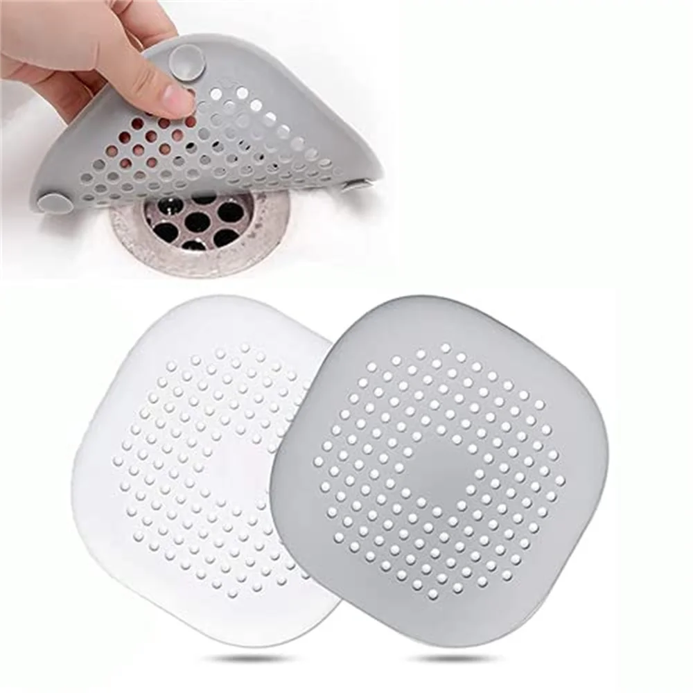 Silicone Drain Protector with Sucker, Sink Strainer Protector, Shower Drain Covers Hair Catcher, Strainer Plug Trap Filter