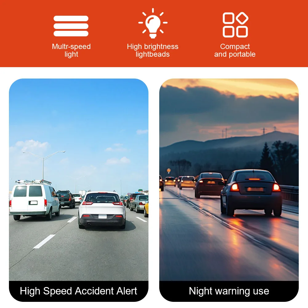 Night Yellow White Flashing Lamp Roof Trunk Lights Magnet Adsorption 360° Rotating COB Warning Light Car Emergency USB Charging