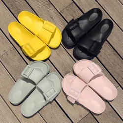 Sandalias ligeras de EVA con hebilla para mujer, chanclas informales antideslizantes para exteriores, novedad de verano, 2024