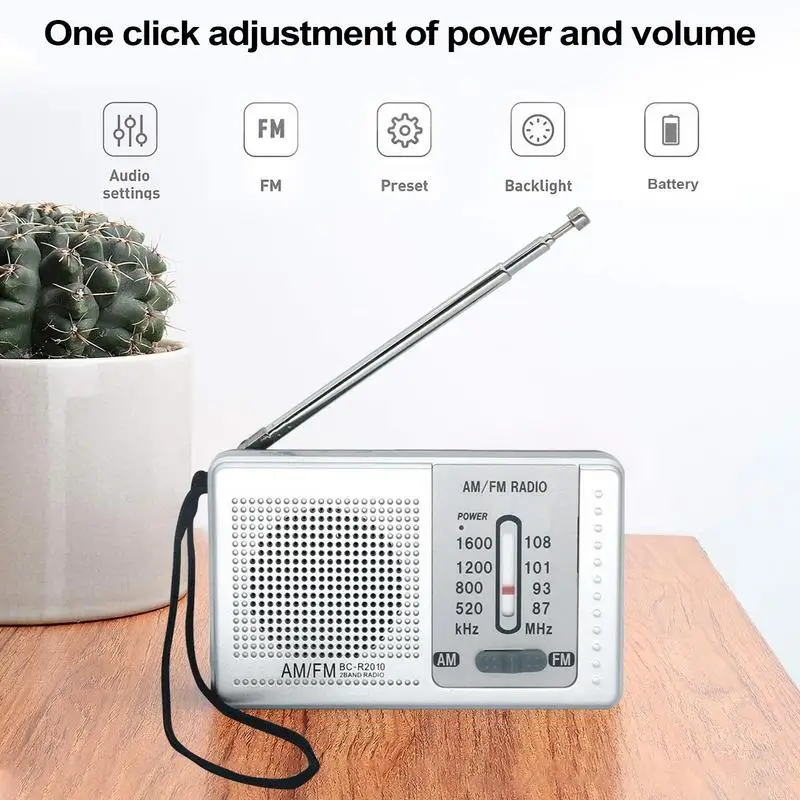 Портативное радио, уличное радио, маленький AM FM аудиоприемник для пеших прогулок, кемпинга, парка, рыбалки, путешествий, пешего туризма, аккумулятора