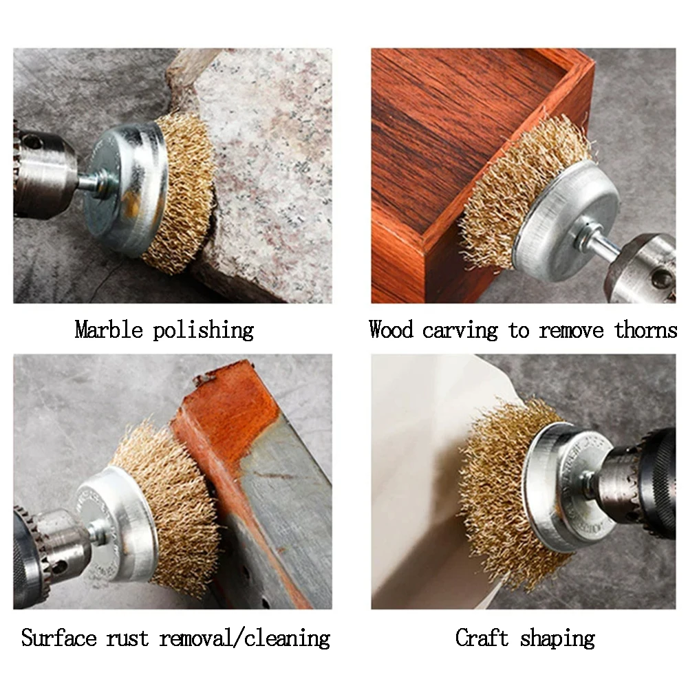 3PC Pen Type T-shaped Bowl Shape Wire Brush Electric Drill Steel Wheel Rod Polish Rust Removal Electric Drill Tool Accessory