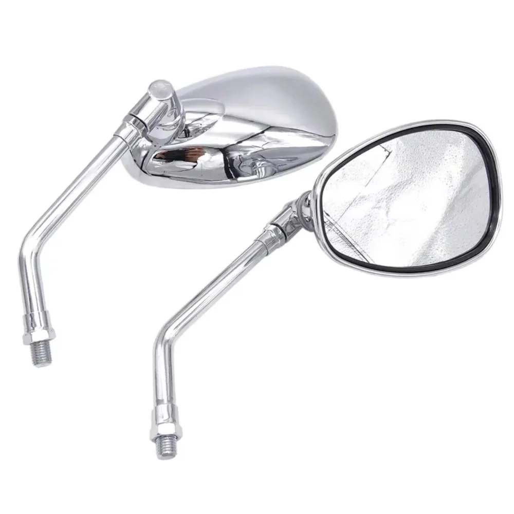 Rectangular Motorcycle Mirrors Rotatable Universal Motorbike Handlebar Mirror Chrome Extended View Blind Spot Mirrors