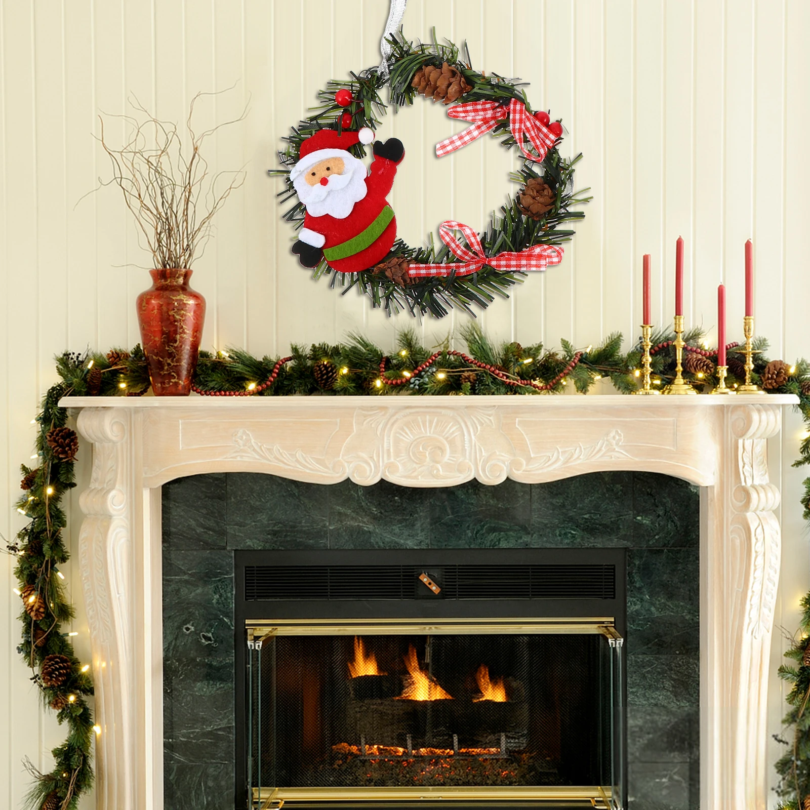 

2 Pcs Christmas Wreath Ornament Decorations Wreaths Door Hanging Holiday for Front