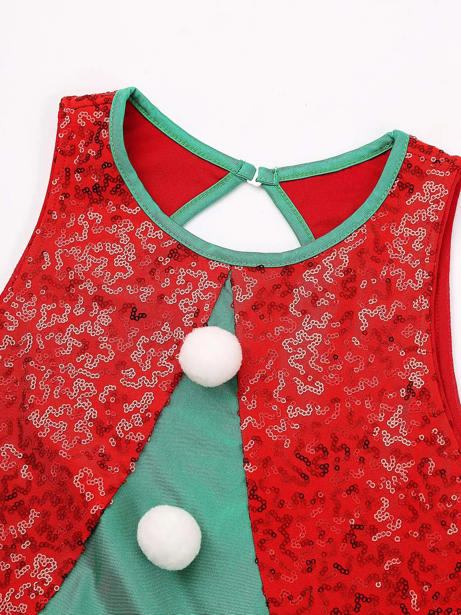 Donne natale babbo natale elfo Costume senza maniche paillettes abiti da ballo natale capodanno festa di carnevale spettacolo teatrale vestito da pattinaggio