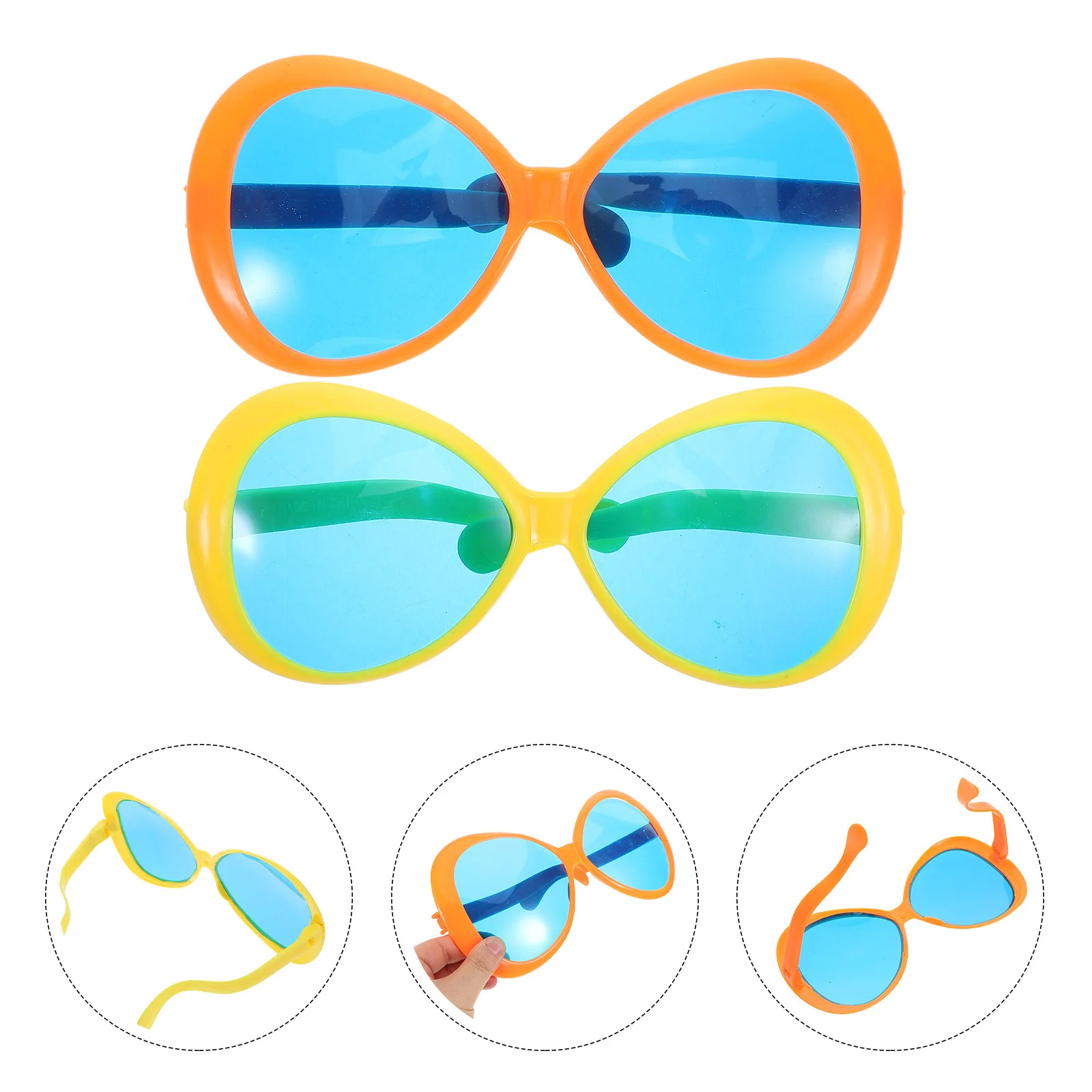 

2Pcs Jumbo Glasses Oversized Hawaiian Fun Sunglasses 10Inch Plastic Eyewear for Party Beach Event Cosplay Prop Novelty Costume