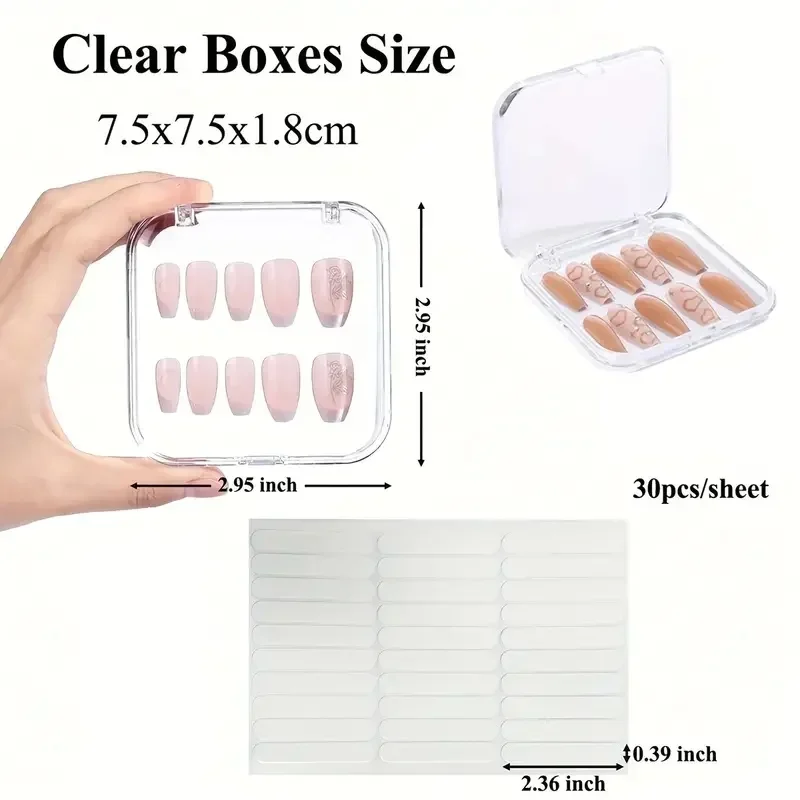 10/20/30 Stuks Transparant Acryl Press-On Nail Opbergdoos Met Zelfklevende Vellen Stofdicht nagel Accessoires Organizer Display