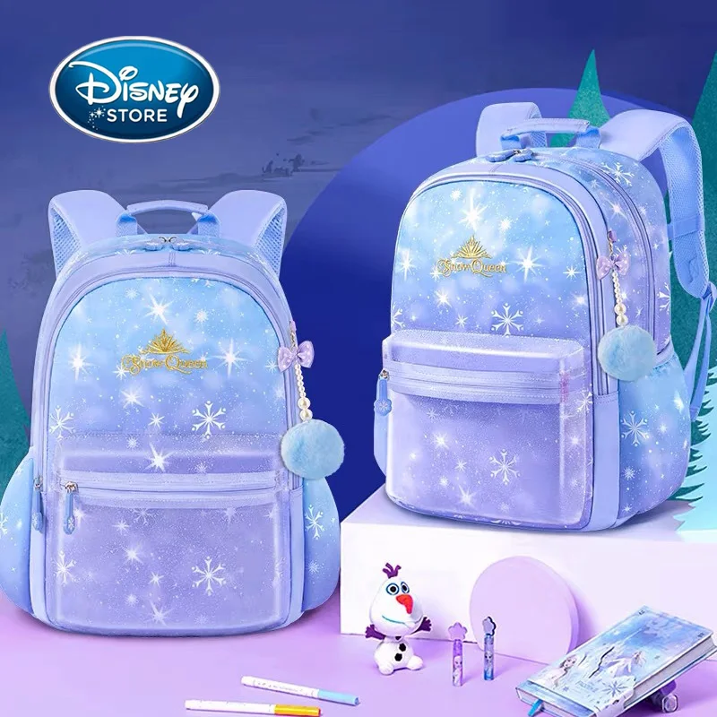

Disney Frozen Snow Queen Gradient Color Backpack For Girl Children Student bookbag Kid Shoulder Bag Elsa Princess Birthday Gift