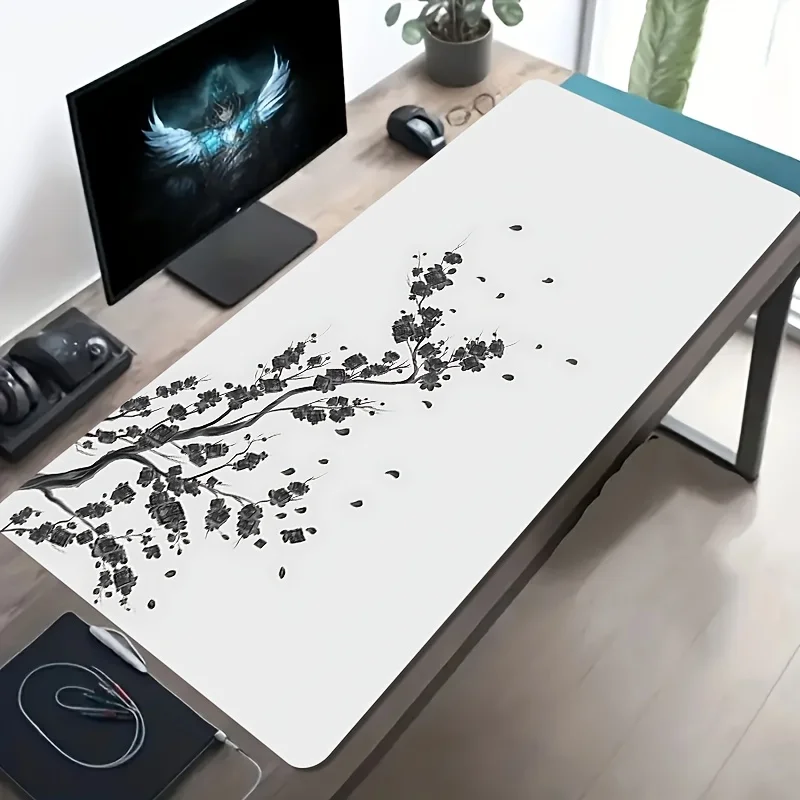 Ink Wash Cherry Blossom Desk Mat Extra Large Non-Slip Gaming Mouse Pad Durable Rubber Base Office Mat