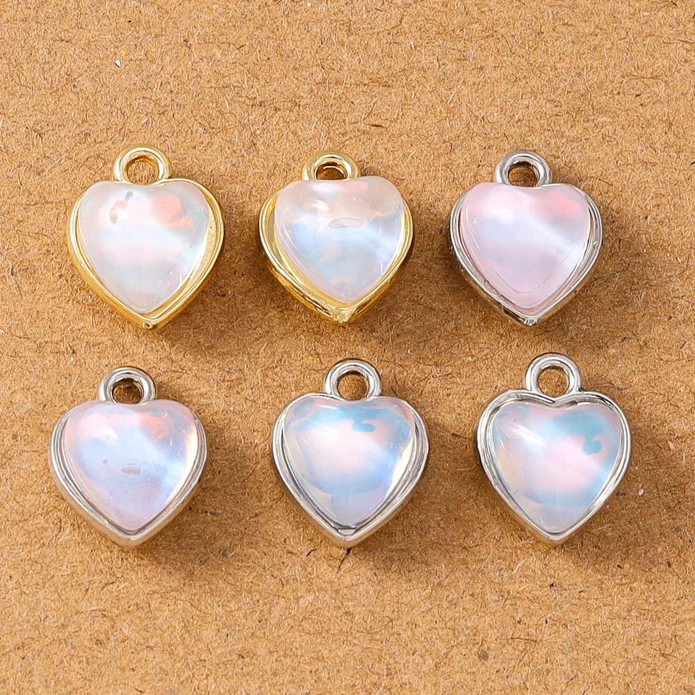 

5pcs 12*14mm Gemstone Crystal Love Heart Charms Pendants for Jewelry Making Necklace Earrings DIY Bracelet Accessories Supplies