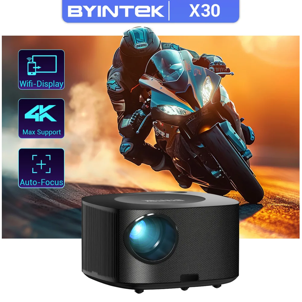 Projektor BYINTEK X30 Full HD 1080P Licencjonowany system telewizyjny Netflix Automatyczne ustawianie ostrości Dolby Smart WIFI LCD LED Wideo