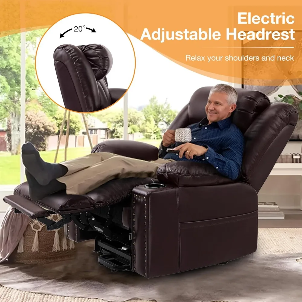 Triple Motor Large Power Lift Recliner Chair for Elderly with Heat and Massage Lay Flat Lift Chairs