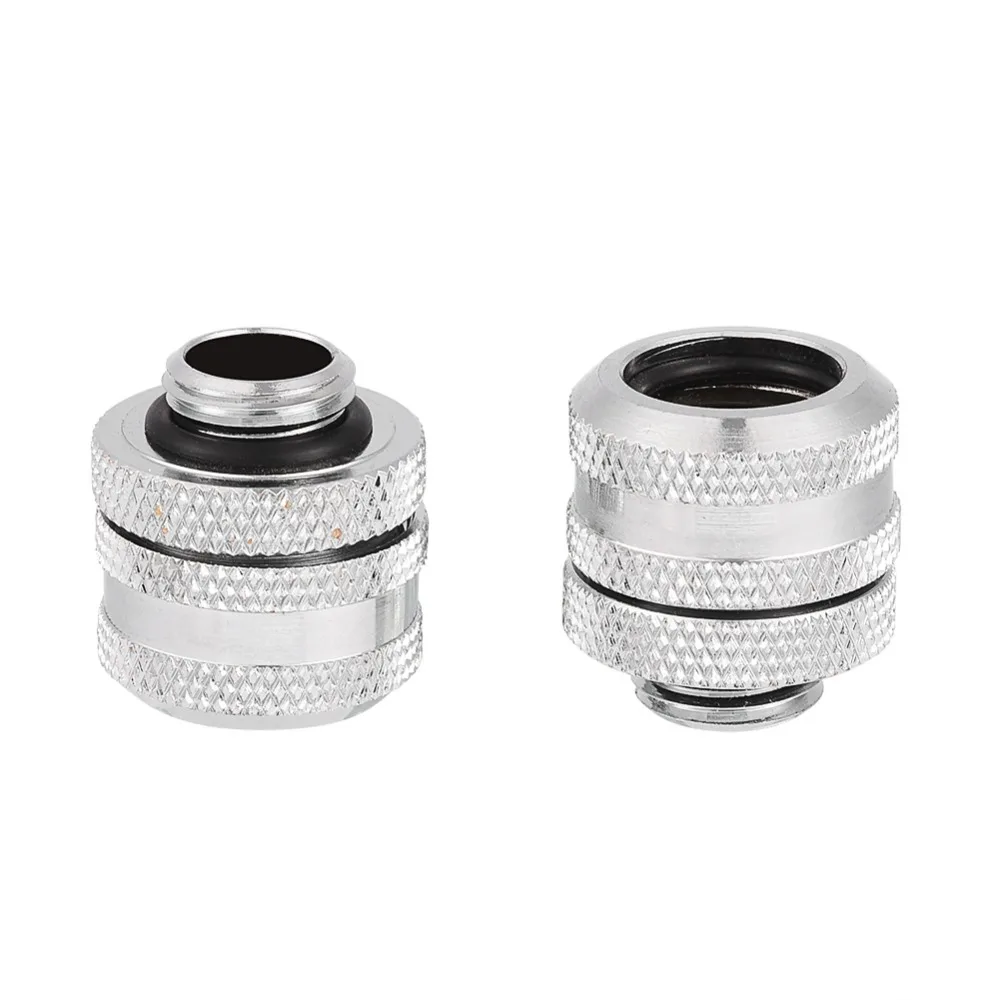 2PCS G1/4 Compression Fitting OD 14MM Silver/Black Pass-Through Fittings Water Cooling System Computer Water Cooling