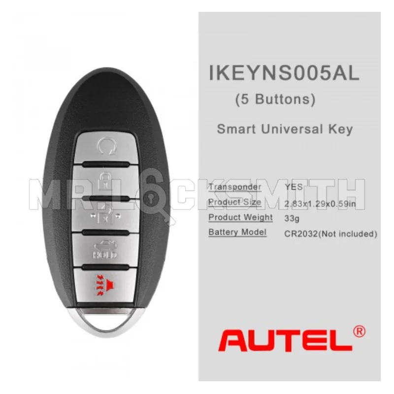 1PCS IKEYNS005AL Universal Smart Remote Key 5 Buttons For Nissan Work For Autel Smart Key For KM100 IM508 IM608 KM100E
