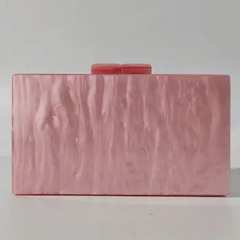 設計師珍珠粉紅貝殼婚禮派對手拿包禮服宴會手提包品牌皮夾時尚女士珍珠亞克力晚宴包 8 最佳銷售 粉紅色手拿包 - №4