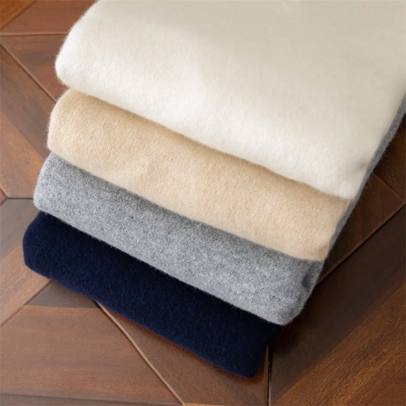 سترة صوفية للرجال بياقة مقلوبة بلوفر شبابي متماسك سترة أساسية للخريف والشتاء سترة كشمير سميكة جديدة