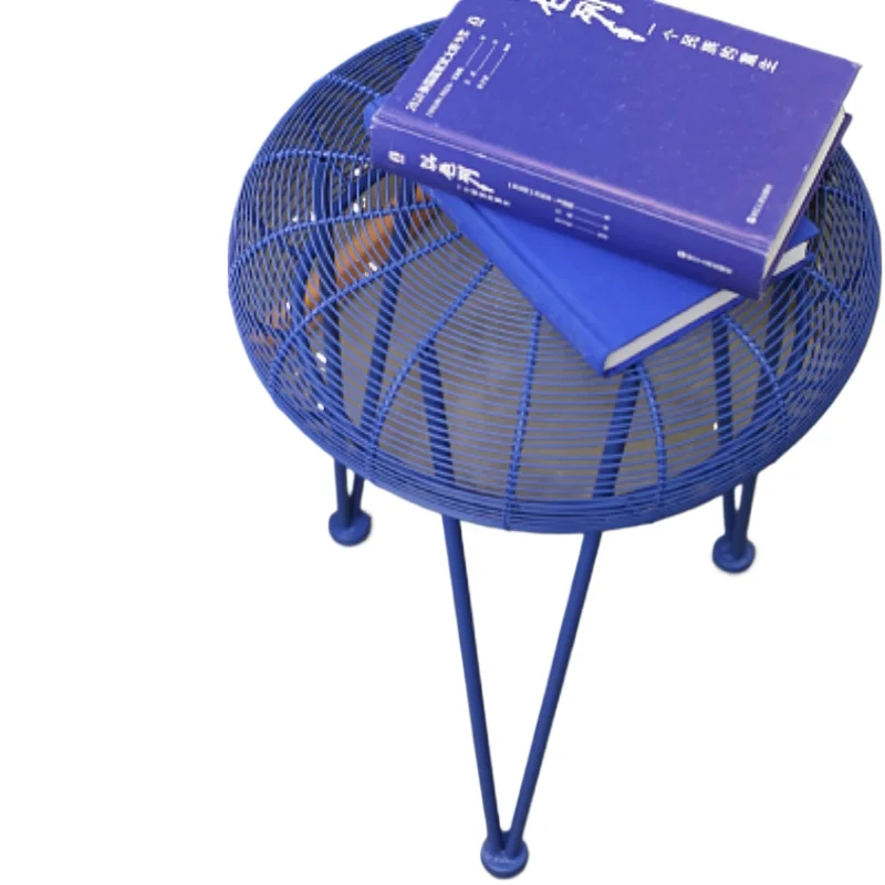 

Iron Klein Blue Side Table Nordic Bedside Tables Fan-Shaped Living Room Coffee desk Designer Modern Balcony desk