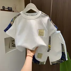 2025New Boutique Kleine Kinderkleding Korte Mouw Trui Cartoon T-shirt + Shorts 2 Stuks Zomer Baby Jongens Golf sport Kleding