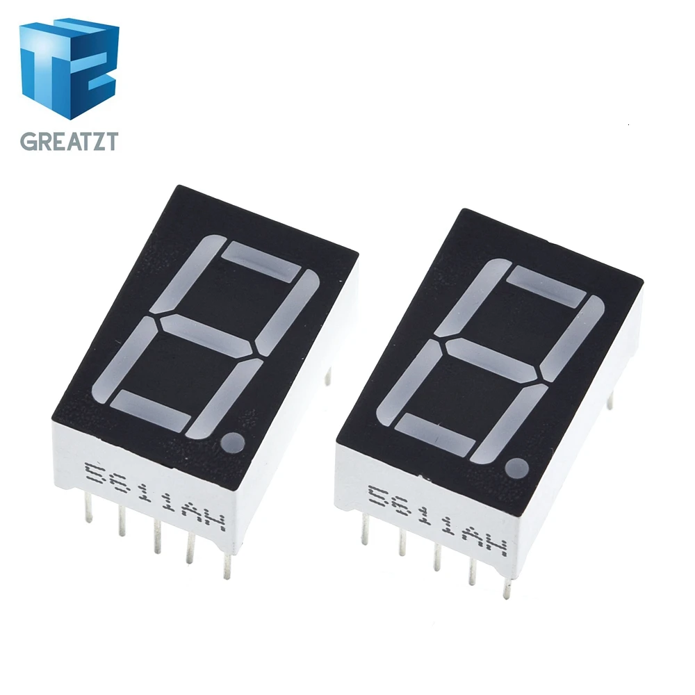 GREATZT 10pcs 0.56 inch 1bit Common Cathode Digital Tube Red LED Digit Display 7 Segment 0.5inch 0.5 0.56 inch 0.56'' 0.56in