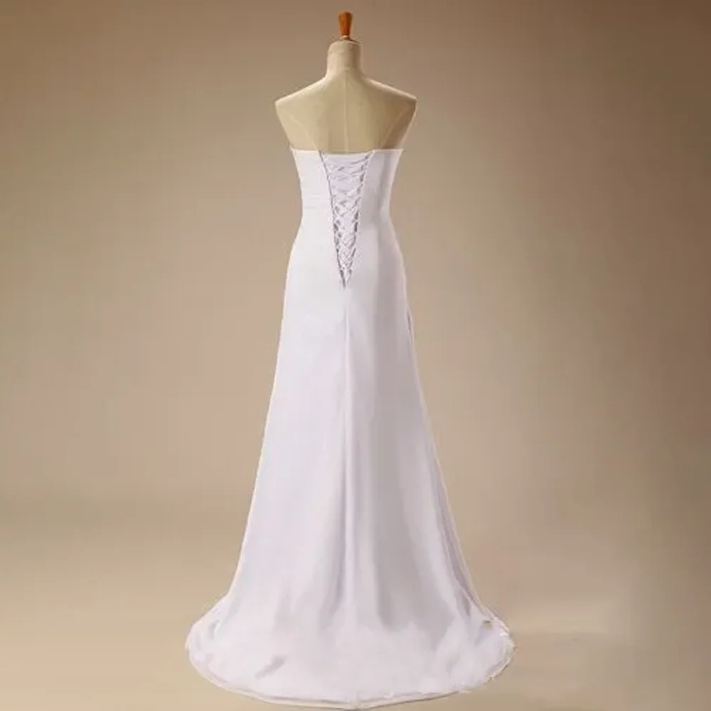 فستان زفاف أنيق على شكل حرف a من MANRUIXIN بدون حمالات مطرز بالخرز مزين بالدانتيل مخصص مثالي من الشيفون والساتان الكشكشة فستان الزفاف