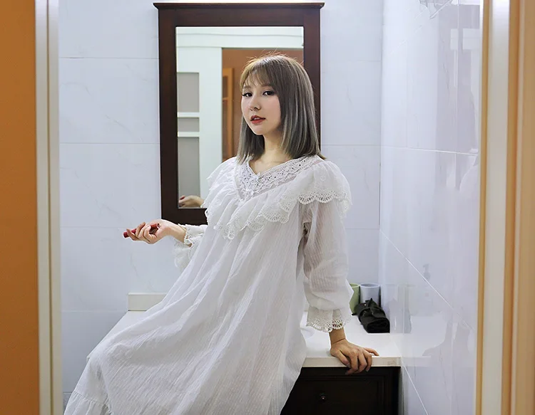 New Women's Lolita Princess Sleepshirts Vintage Palace Style Dress Lace Nightgowns.Victorian Nightdress Ruffles Sleep Loungewear