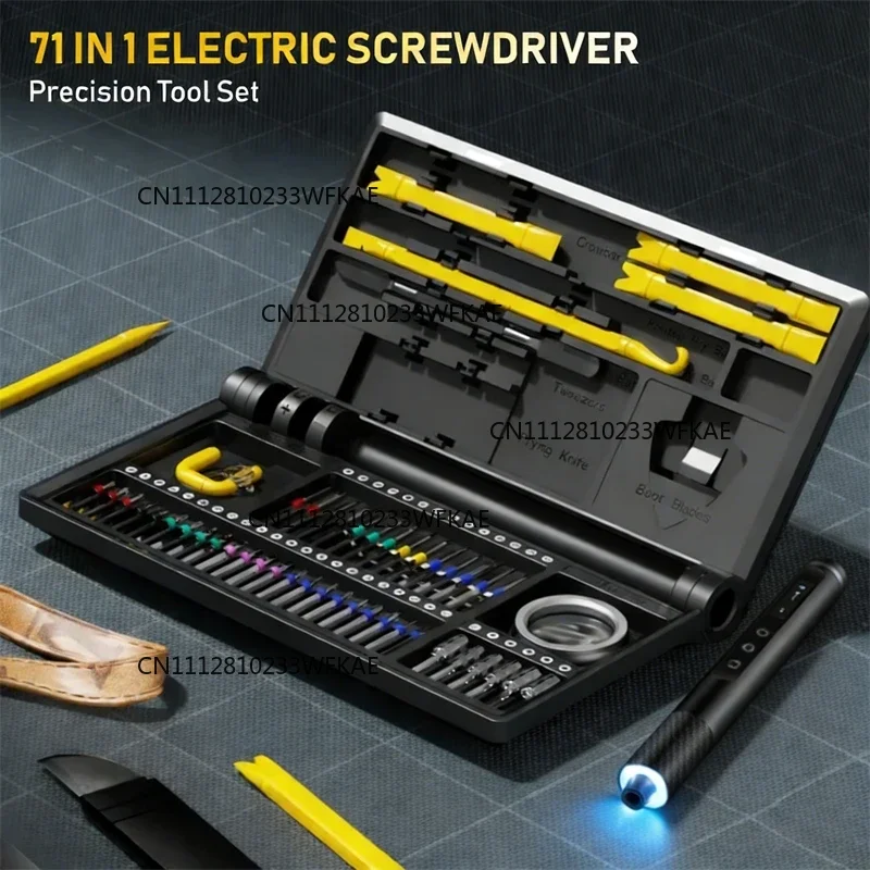 71 in 1 Manual/Electric Precision Screwdriver Set Cordless 48 Magnetic Bits Phillips LED5Torque 0.52N PC Phone Repair Kit Tool