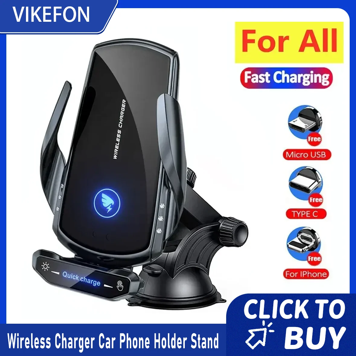 Wireless Charger Car Phone Holder Stand 15W Fast Charging Station For iPhone Xiaomi Samsung Huawei Magnetic Wireless Car Charger