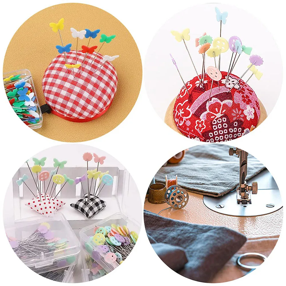 100 قطعة/صندوق الفراشات متعدد الألوان دبابيس مستقيمة ملونة الخياطة خليط تحديد المواقع إبرة دبابيس ثابتة الخياطة ماركر إبرة