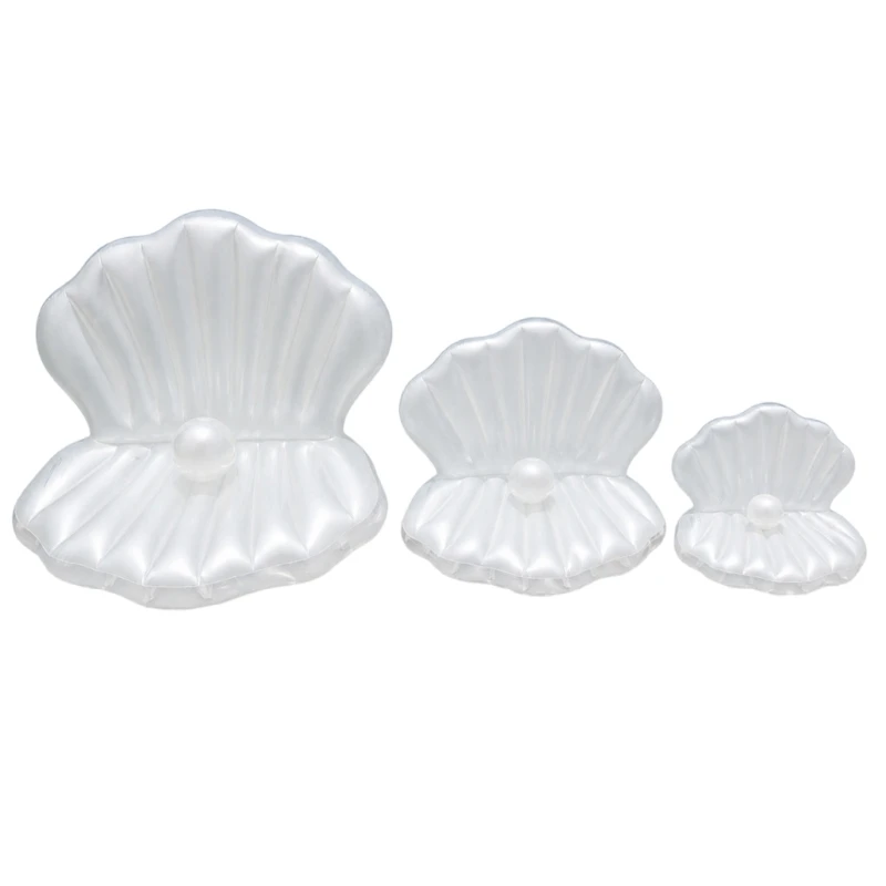 Inflatable Water Lounger PVC Shell Shaped Pool Float With Interactive Pearls Ball Perfect For Summer Enjoyment