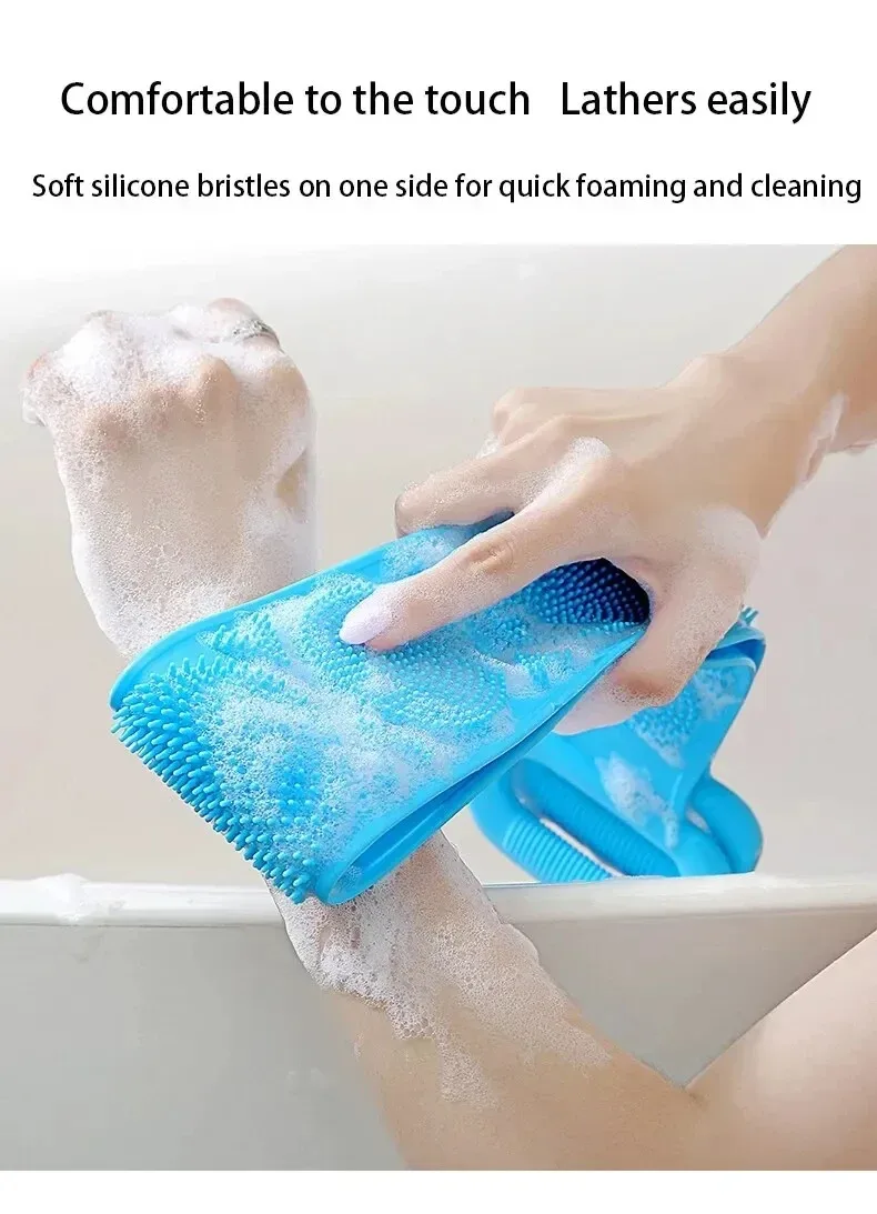 Körper-Schwamm Silikon-Rückenbürste Badetuch Peeling-Massagegürtel zur Hautreinigung – Detail 7
