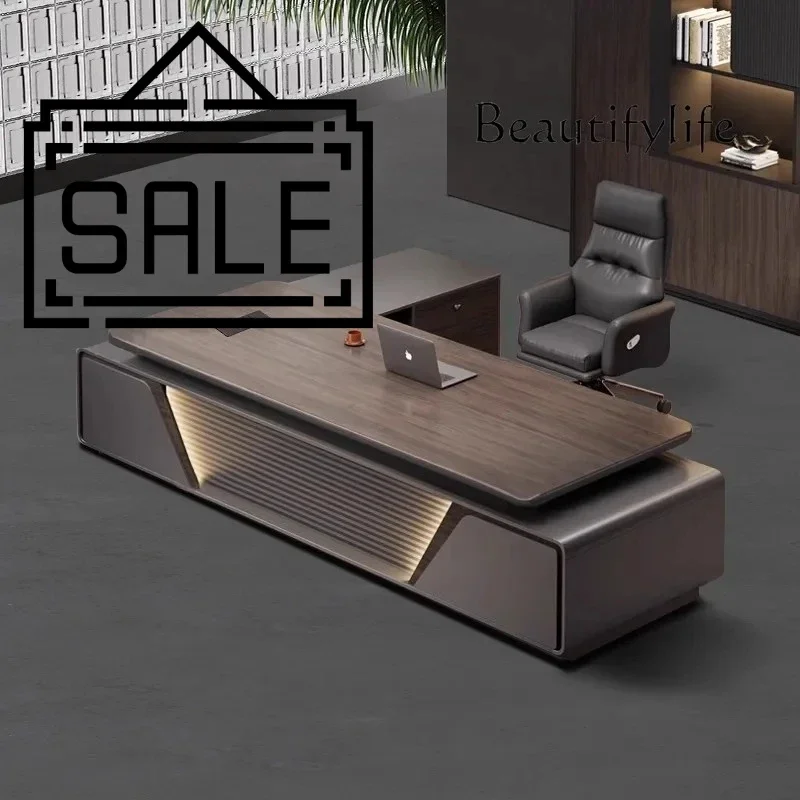 

J Nice Boss Office Desk And Chair Combination President Table Simple Modern Light Luxury Paint Large Class Table