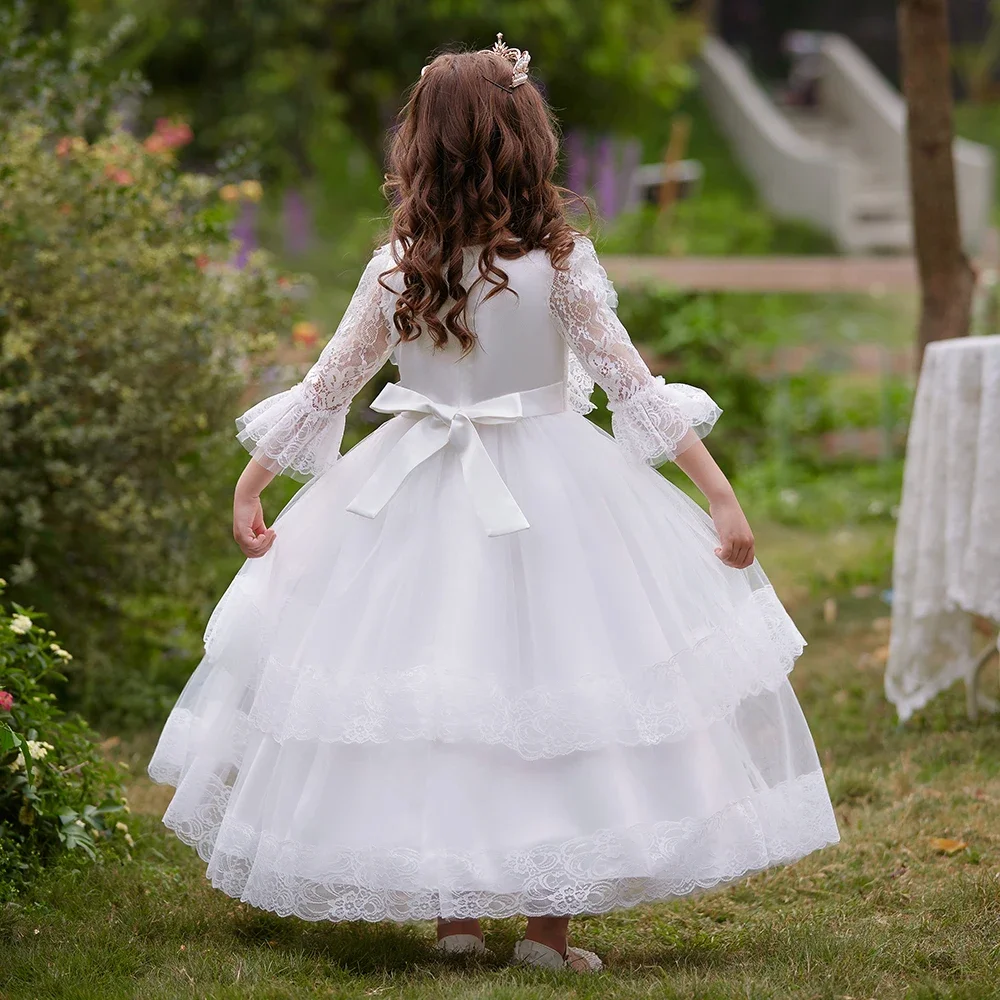 Flower Girl Wedding Party Dress for Girls, Vestidos de dama de honra, Elegante Kids Birthday Prom Ball Gown, Vestido de noite infantil