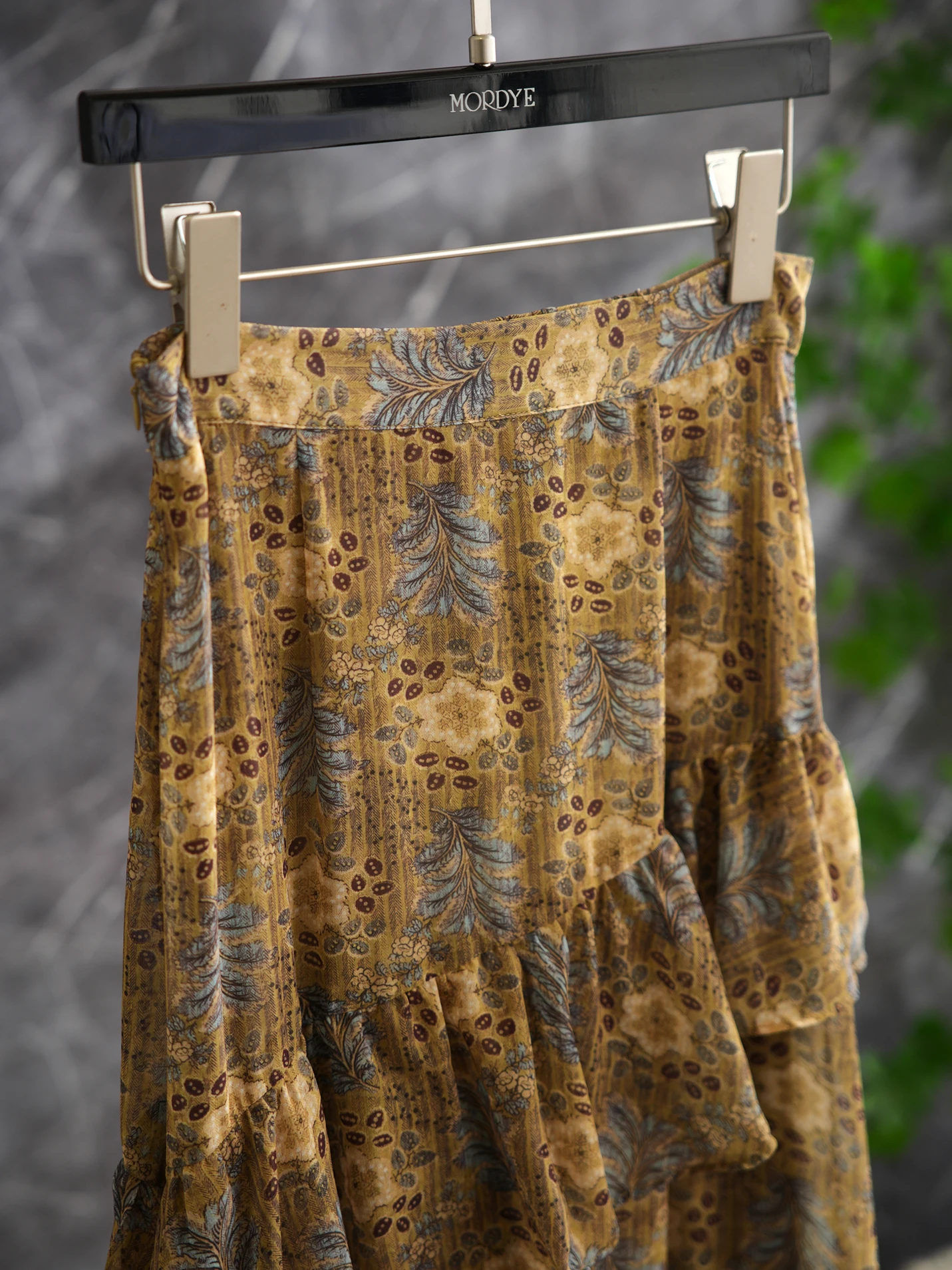 Stunning Yellow Floral Lace Trim Asymmetrical Skirt Peris Cake Skirt High Waist Polyester Fiber Gored Skirt Spring 2026