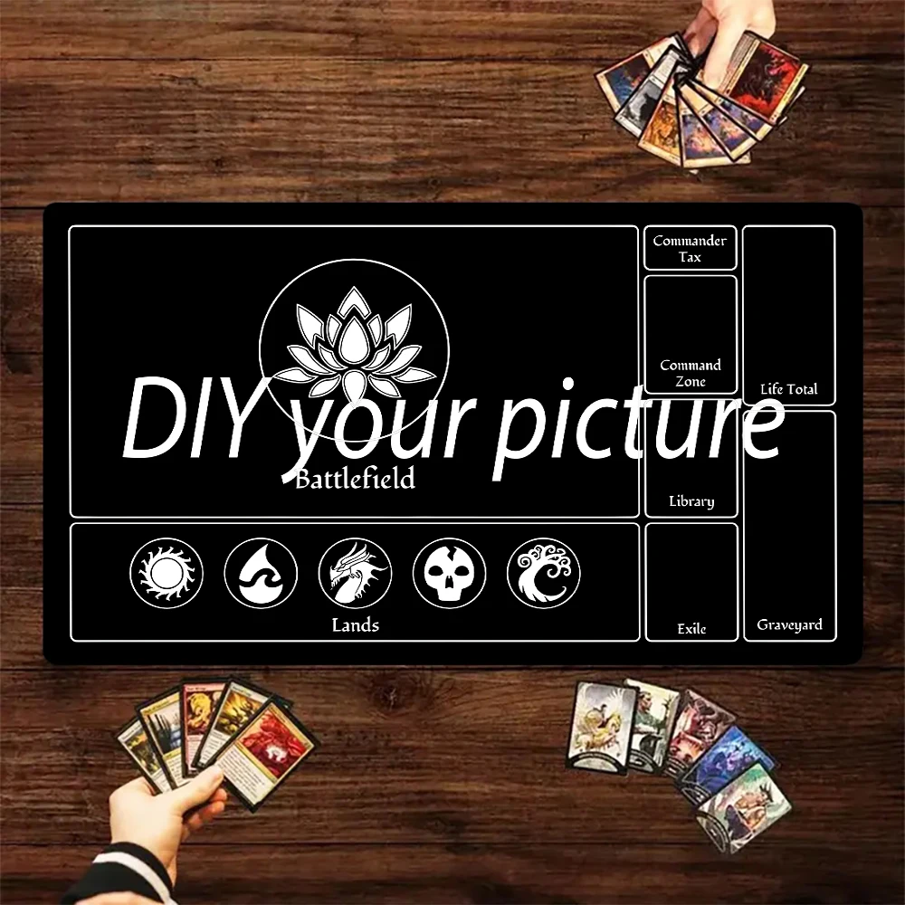 DIY TCGプレイマット 24インチx14インチ パーソナライズドプレイマット カスタムボードゲームマット ゾーン付き クールなMTGテーブルトップアクセサリー トレーディングカードゲーム