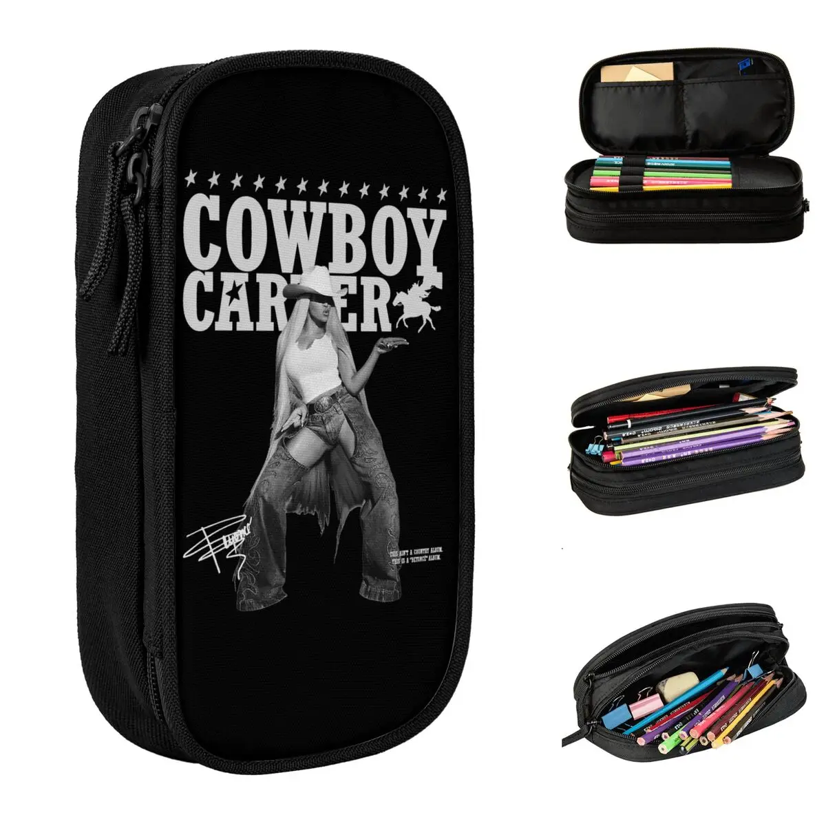 

Beyonce Cowboy Carter Merch Pencil Case Fun Pen Holder Bag Girl Boy Large Storage School Supplies Gift Pencil Box
