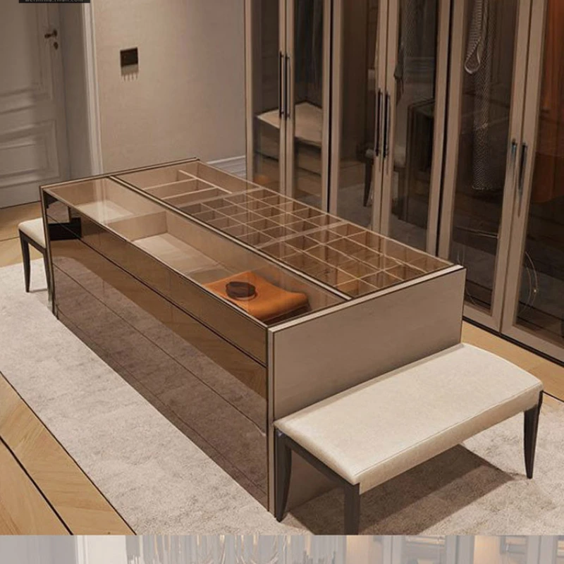 Italian light luxury cloakroom, mid-island , jewelry guide locker, modern simple mid-inverted cabinet, finished home