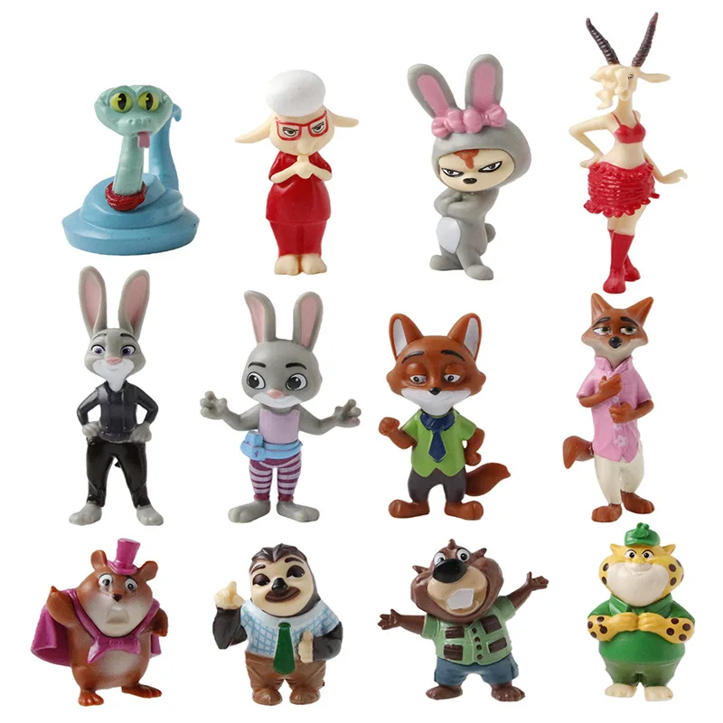 2026  12pcs/Set Zootopia 2 Action Figure Toy Judy Rabbit Nick Fox Series Anime Figurine Fans Christmas Gifts