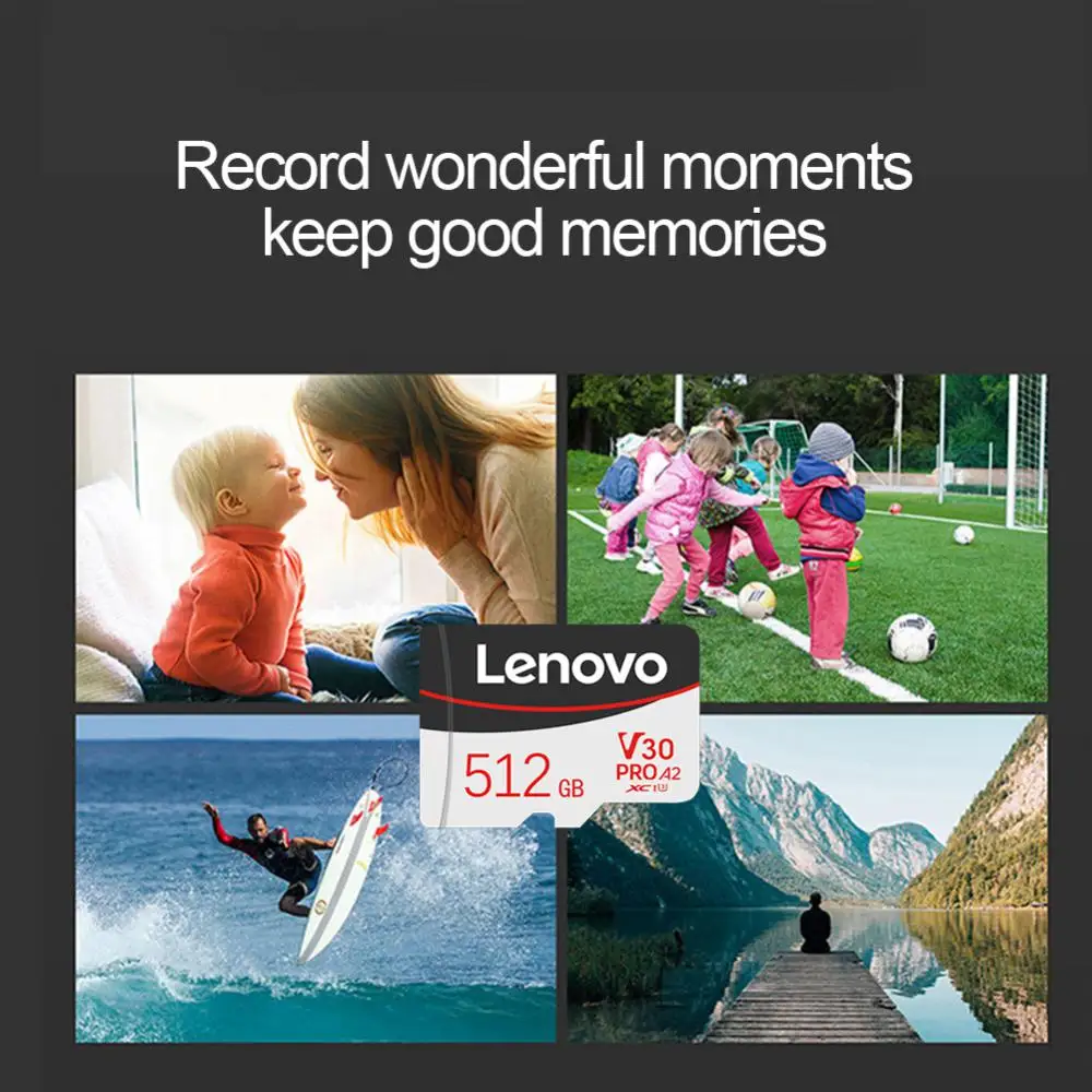 Lenovo-Carte mémoire Micro TF SD pour téléphone et tablette, carte Flash, 100% d'origine, 1 To, classe 10, 2 To, 512 Go