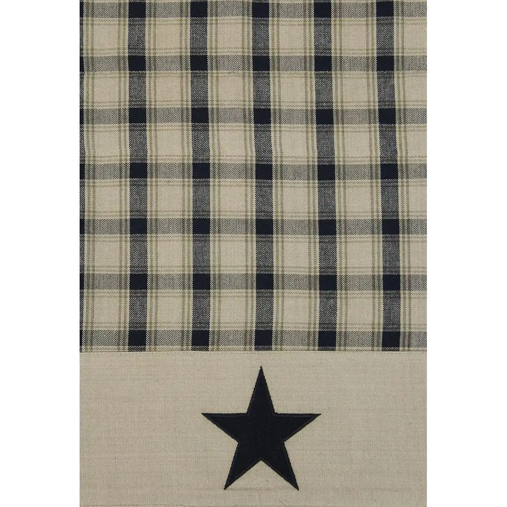 Valance Bergaris Bintang Hitam dengan Pinggiran, 72x63 Gaya Lancaster