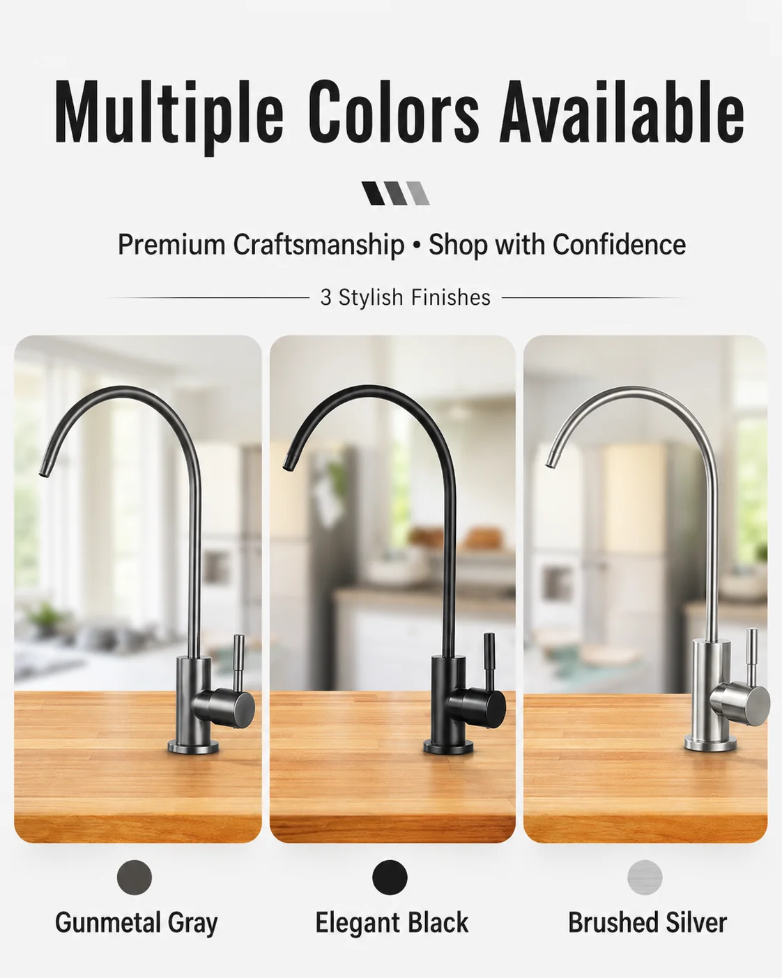 

SUS304 RO Water Purifier Faucet Lead Free Gooseneck Drinking Tap Kitchen Sink with 1/4 1/2 Adapter
