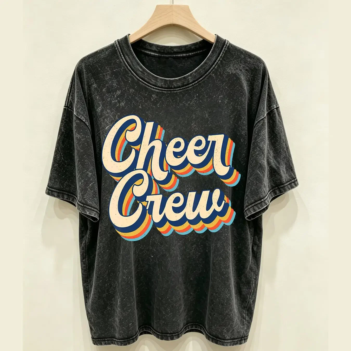 washed T Shirt Vintage CHEER CREW Cheerleading Team Cheerleader G Large Capacity Backpack Print Backpacks vintage Washed